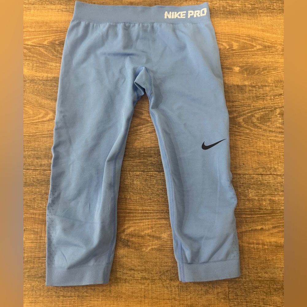 Nike Dri-Fit Running Crop Tights - Sky Blue Size Medium